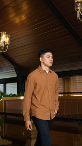 BAYEZID Kemeja Pria Oxford Polos Basic - Kemeja Lengan Panjang Rayyan Hitam