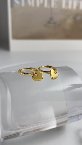 Pure Real 24K Saudi Gold Pawnable Little Love Earrings for Women Hypoallergenicity Not fading