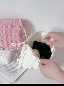 Capacity Travel Bag Pink Soft Bubble Storage Bag Makeup Bags Zipper Organizer Girls Creative Gifts