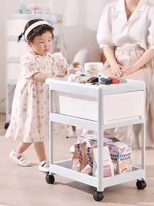 Multi Layer Storage Trolley Cart Bathroom Organizer Rack Bathroom Storage Cabinet with Wheels Baby Storage Rack Snack Storage Rack with Drawer Bottle Organizer Storage Rack