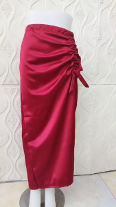 COD Rok Serut Satin Polos Rok Remaja Kekinian Sasi Skirt Korea Style Maxi Terlaris Bawahan Kondangan Kerja Kantor Wanita D3E2 Casual Rok Serut Satin Span