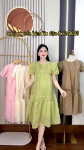 Váy bầu xinh hoa nhí-Đầm bầu thời trang chất liệu voan thoáng mát mỏng nhẹ trẻ rung