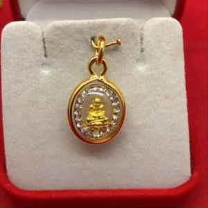 จี้พระหลวงปู่ทวด ขนาด 1.3x1.5cm องค์ทองล้อมเพชร งานสวย จี้ทอง เสริมมงคล แคล้วคลาดปลอดภัย จี้ห้อยคอ ใส่ได้ทุกโอกาส ชุบทอง