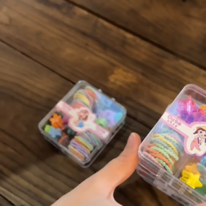 MI-C1122 Karet Jepit Box Gift Set 4 Sekat Colorfull Aksesoris Rambut Anak Perempuan Jepitan Karakter