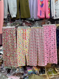 กางเกงขายาวผ้าคอตตอนพิมพ์ลายการ์ตูนสไตล์เกาหลี สวมใส่สบาย พร้อมส่ง