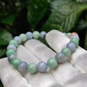 Lavender and Green Natural Type A Jadeite 23 Beads Bracelet with QIC approved labs certificate weigh 19.03 grams 7.8 mm (bracelet11)