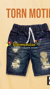 Celana Jeans Anak 3-9 tahun - Celana Anak Laki-laki Jeans Pendek Biothink Sobek - Khakha store