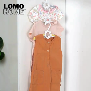 Bộ 10 Móc treo quần áo trẻ em LOMO thiết kế thu giãn độ rộng chống trượt siêu bền có thể xếp chồng lên nhau