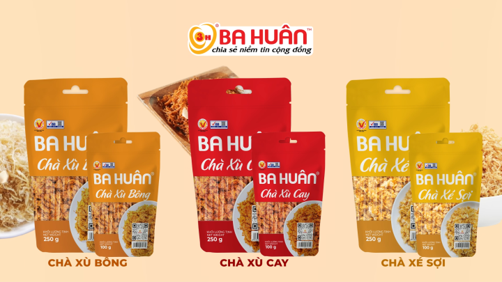 Combo ưu đãi - 3 gói Chà bông gà Ba Huân - Chà xù bông, Chà xé sợi, chà xù cay - Thơm ngon, tiện lợi - Gói 100g - Chà bông gà