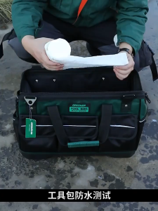 Tas perkakas kuat dan tahan lama kayu tas penyimpanan khusus tukang listrik tas perkakas multifungsi kanvas penebalan kapasitas