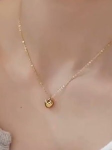 emas rantai leher emas bangkok cop 916 gold original Lip love heart necklace for women gift  necklace hypoallergenic non tarnish dangling Complimentary South Sea white pearl earrings