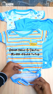 3in1 jumsuit Jumper bayi pendek jumpsuit baby Cewek Cowok motif salur polos dan tabur newborn