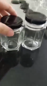 Multiple Size Hexagonal Clear Glass Bottle Jar Container with metal lids for Storing food honey/ jams/pickles