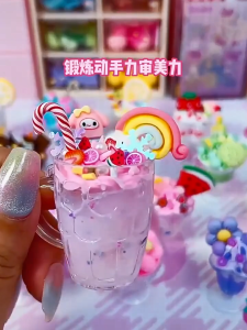 Ice Cream Cup DIY Handmade Cream Glue Hairpin Korean Guka Gift for Children 3D Sticker Fluid Acrylic Girl Boys Birthday Gifts