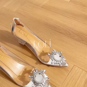 LOEI Aera Heels Pesta Wanita Viral Sepatu Hak Transparan Elegant 18090
