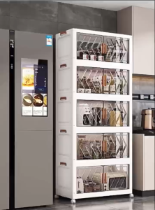 L60-70cm (3-5 Layers) Double Doors Storage Box Multipurpose Stackable Foldable Storage Cabinet