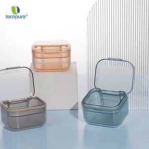 Locapure Denture Braces Storage Box with Clean and Soak Layer and Strainer