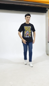 TUKUO ID T-Shirt 90S Pria Kaos Hitam Full Cotton Premium Reguler Fit Round Neck