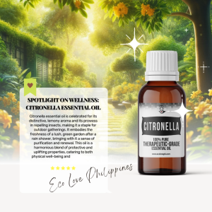 Eco Premium Citronella Essential Oil 100% Pure Therapeutic Grade Steam Distilled Vegan Aromatherapy