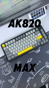 Ajazz AK820 MAX 75% Keyboard Gaming Mechanical 3-Mode RGB dengan Layar Warna 0.85 TFT dan Tombol Volume Gasket Mount Hotswappable untuk semua tombol