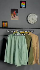 PAKET HEMAT 2 PCS 60 RIBU KEMEJA POLOS PRIA LENGAN PANJANG BAHAN KATUN WARNA LENGKAP