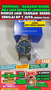 CASIO ORIGINAL - CASIO MTP-V005D-2B5UDF - Men RO - Stainless Steel - Perak - Jam dunia JD18ST # Jam Tangan Pria Jam Pria Jam Tangan Anti Air + CASIO MTP-V005D-2B5 MTP V005D 2B5 MTP-V005D V 005 D MTPV005 MTP-V005 MTPV005D MTP-005 $ WR0 STS BS7 s002