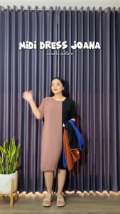 [New Produk] Joana Midi Dress Crinkle Kombinasi Selutut Wanita