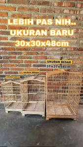 sangkar burung full bambu wulung premium ukuran sedang pxlxt 30x30x48cm