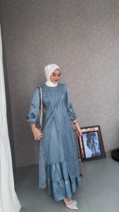 OLIVIA DRESS +VEST BRUKAT BUSUI FRIENDLY DRESS KONDANGAN GAMIS BRUKAT TERBARU GAUN KONDANGAN WANITA
