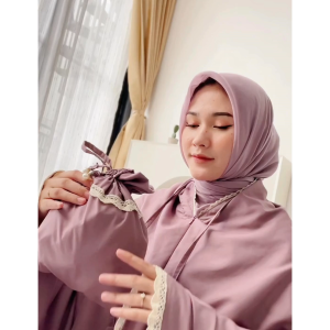 Bundling 100RB 2pcs Mukena Dewasa Polos Renda Rajut Terbaru 2024