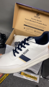 Sepatu Pria Premium Terbaru Putih Kombinasi Navy Adelio NS21