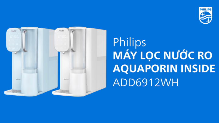 Máy lọc nước nóng lạnh để bàn Philips ADD6912WH/74 2 lõi lọc với công nghệ lọc RO thế hệ mới Aquaporin Inside®, không cần lắp đặt, bảo hành 24 tháng