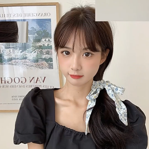 Dây buộc tóc đính nơ in họa tiết hoa / trái cây phong cách thanh lịch cho nữ-NIEVE