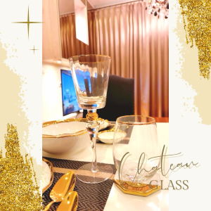 Dining Vaisselle -  แก้วไวน์ขอบทอง Chateau Crystal Wine glass ความจุ380ml และ Champagne glass ความจุ220ml หรูหรารังสรรค์บรรยากาศสุดโรแมนติก DG10600