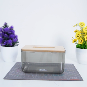Vusign Tissue Box / Kotak Tissue Transparan Kayu Tempat Tisu Minimalis Bambu Alas Anti Slip VS469 VS47X-BR