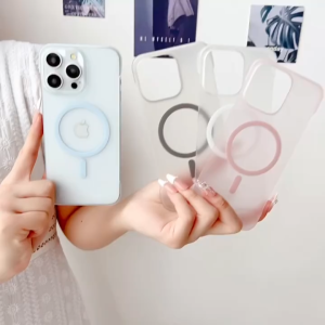 Borderless frosted magnetic hard case for iPhone 11 12 13 14 15 16 Pro Max Plus Anti fingerprint ultra-thin magnetic phone case casing cover