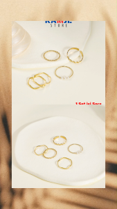KAMJE Cincin Titanium Wanita Anti Karat dan Luntur Emas Perak Couple Aksesoris Fashion Korea 5Pcs