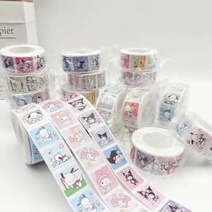 Mumystation 500pcs/Roll Sanrio Stickers Hand Account Sanrio Sticker Kuromi Melody PachaDog Decoration Decals Toys