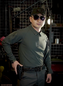 RAGON Asiaon Avatar Tactical Lightweight Long Sleeve Toray Fabric Elastic Polo Longsleeve T-Shirt for Outdoor Combat Sports