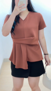 4320 jiho slate scuba blouse polos atasan kerja wanita