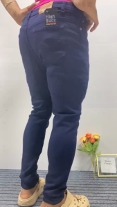 High waist plus size straight dark blue women jeans ladies stretch full length skinny denim pants