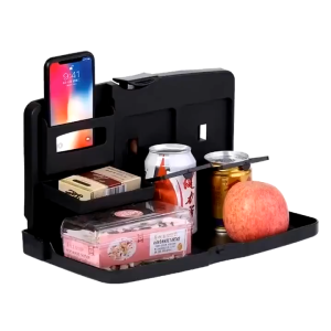 ถาดวางอาหารหลังเบาะรถพับได้ วางของในรถ โต๊ะพับในรถ หลังเบาะ พร้อมที่วางแก้วเครื่องดื่ม พับเก็บได้ สะดวก กระท