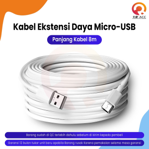 [RO ACC] KABEL CHARGER KAMERA CAMERA CCTV MICRO USB PANJANG KABEL 8 METER