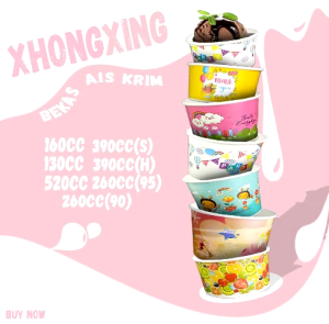 Cup Kertas Aiskrim Paper Cup Icecream Tiada Penutup Brand ZHONG GXING 50pcs