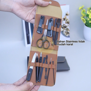 GTB Alat Menicure Pedicure Set 12 Pcs Set Gunting Kuku Dan Pinset Perawatan Kuku Free Pouch Bahan Stainless Steel Portabel R837
