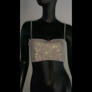 Áo kim tuyến Bra quây hai dây kim sa Sequin nữ lấp lánh Bling Bling ánh kim nhũ