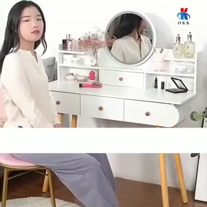 【SH】Vanity Table with Mirror Dressing Table with Mirror for Make Up Bedroom Home for Girl LED light