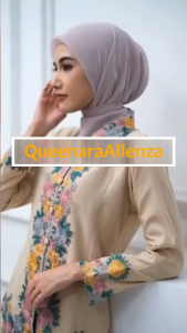 Kebaya Encim Navy Bordir Bunga Lengan Panjang Pakaian Tradisional Modern Terbaru