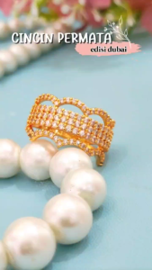 Cute Jewelry Cincin Dewasa Dubai Permata Zircon Perhiasan Lapis Emas A013