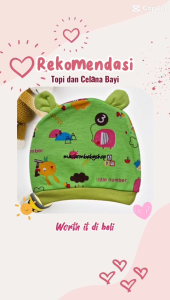Topi bayi newborn laki laki perempuan/topi kuncir bayi/topi telinga bayi/topi bayi bulat motif